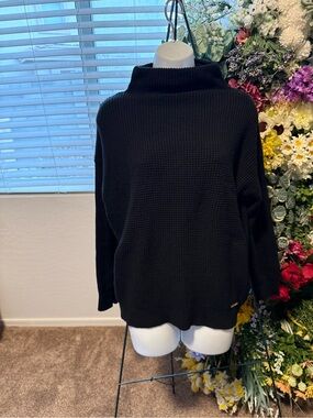 Michael Kors Black Women's Waffle Knit Turtleneck Sweater
